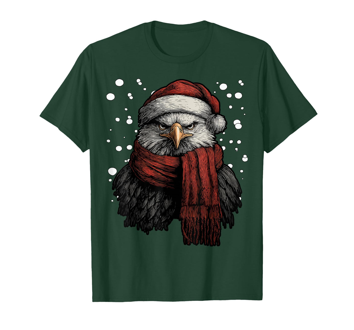 Christmas Eagle with Santa Hat Coffee Lover Funny Winter T-Shirt