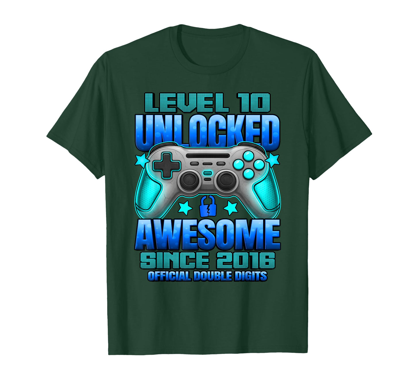 Official Double Digits Level 10 Unlocked 10th Birthday Boy T-Shirt
