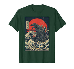 Japanese Shirt Kaiju Wave Art Retro Monster Vintage Graphic T-Shirt