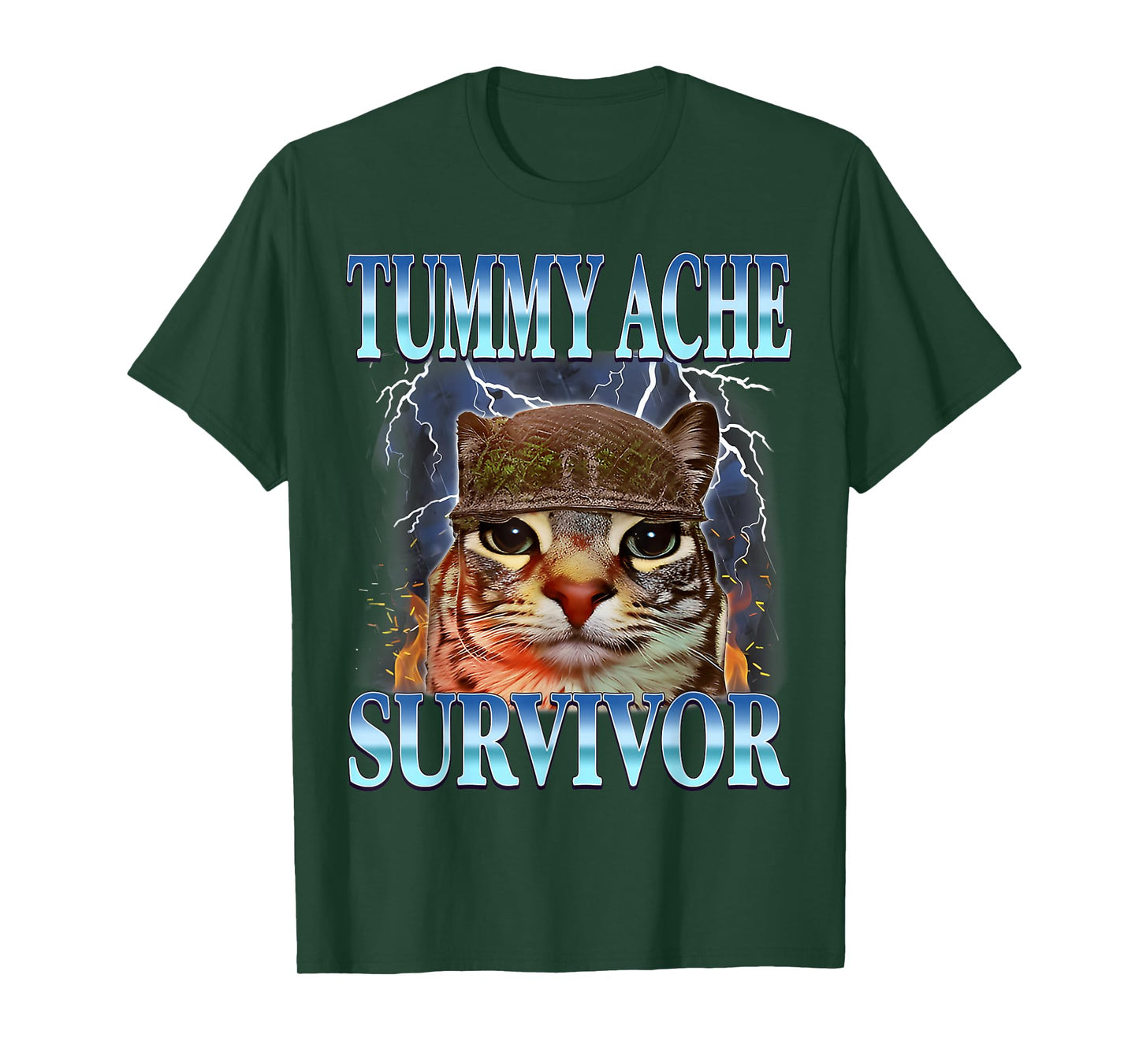 I Survived Today's Tummy Ache Survivor Funny Cat Meme T-Shirt