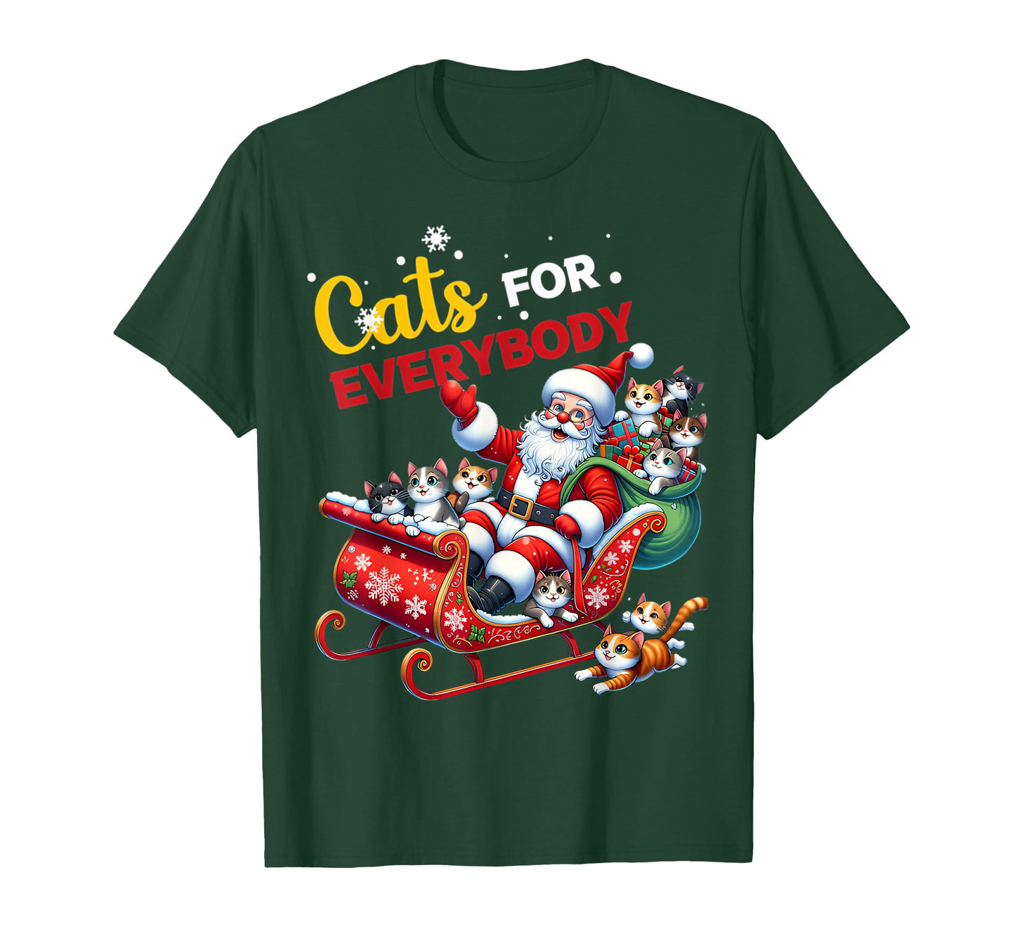 Cats for Everybody Christmas Cat Funny Xmas Women Santa T-Shirt