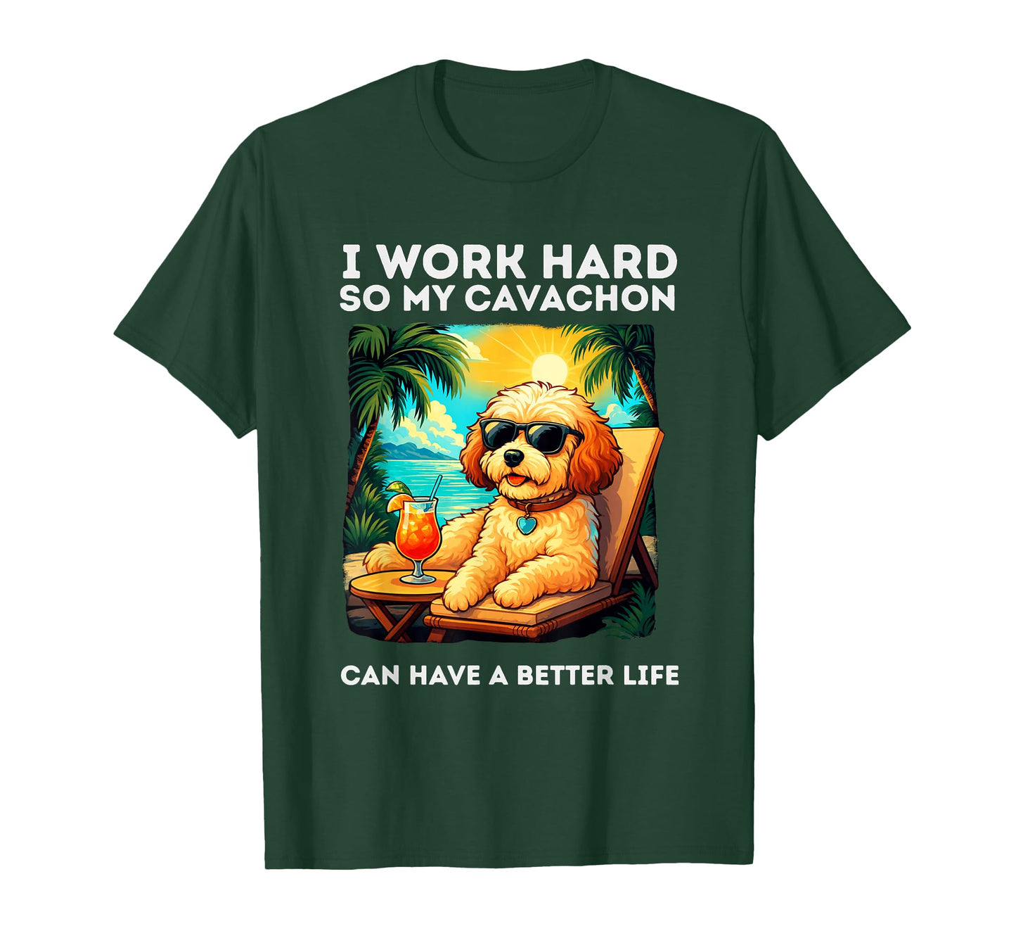 Funny Cavachon Dog I Work Hard Design Cavachon Lovers T-Shirt