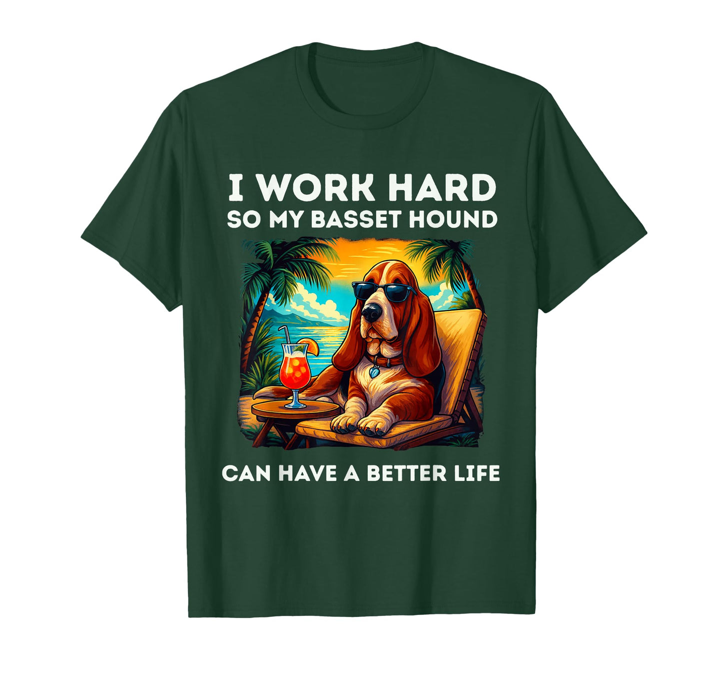 Funny Basset Hound Design I Work Hard Basset Hound Lover T-Shirt