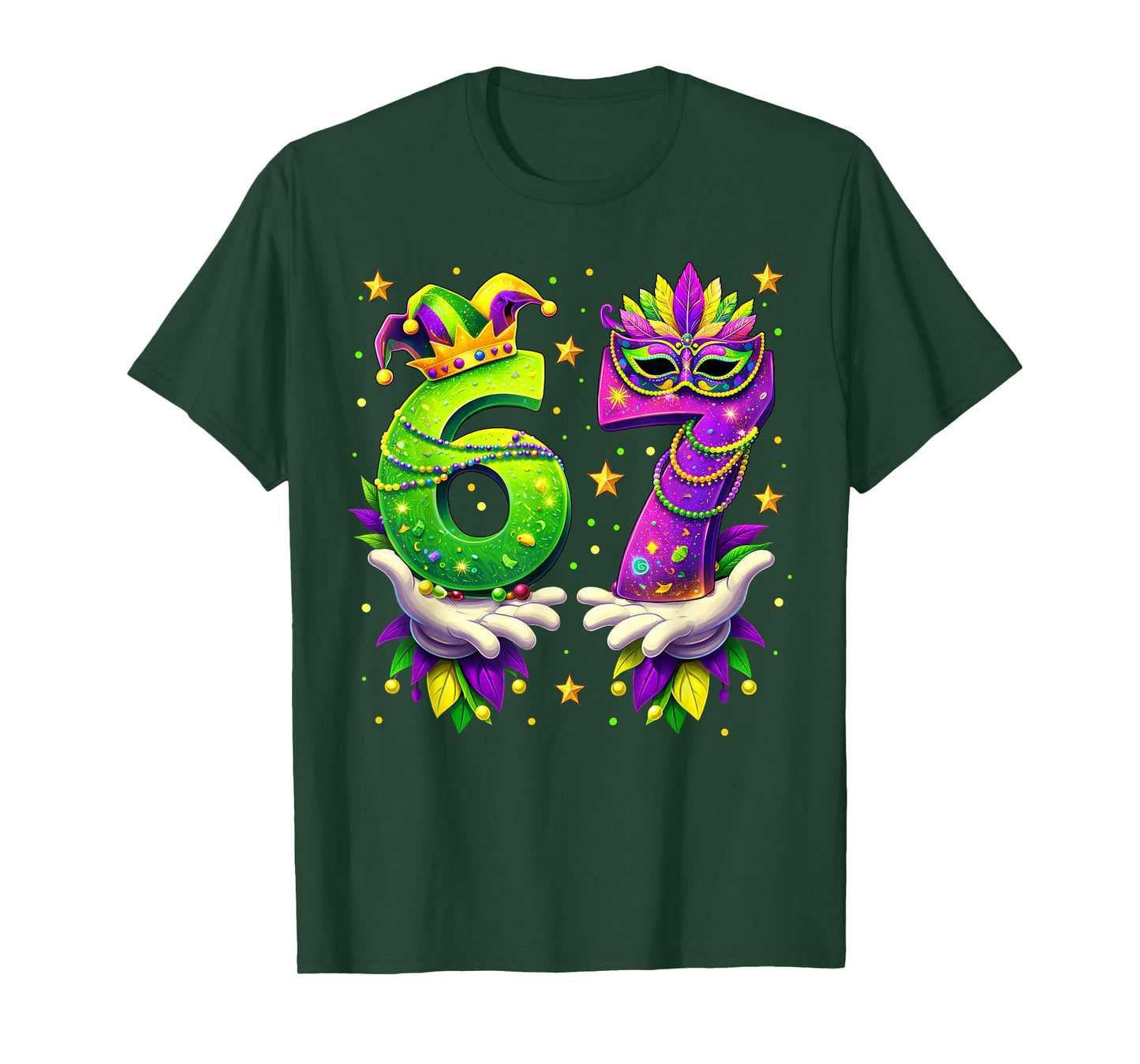 Mardi Gras Carnival Six Seven Beads 6 7 Meme Girls Boys Kids T-Shirt