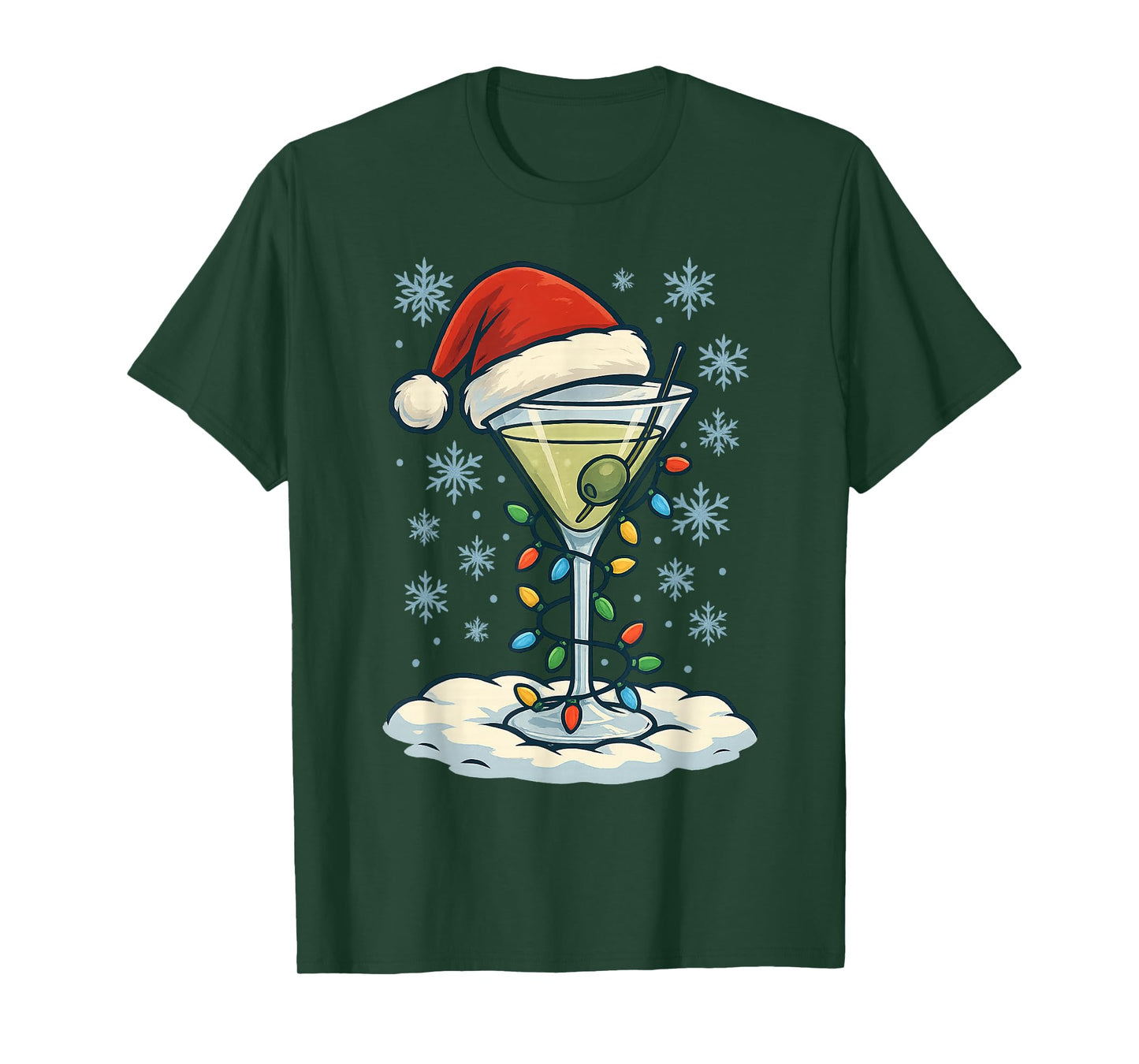 Fun Christmas Lights Wrapped On Dirty Dry Martini Lover T-Shirt