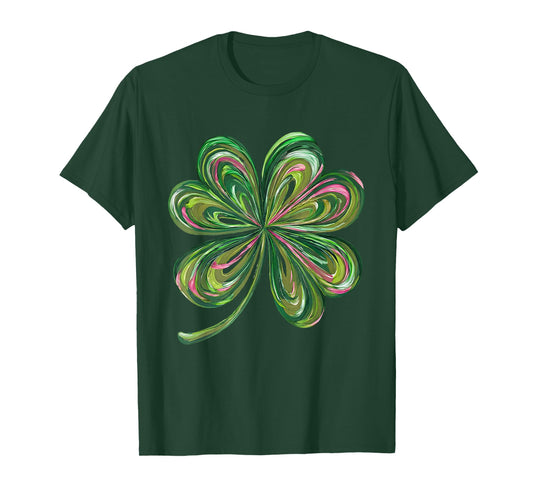 Retro Four Leaf Clover Cute Shamrock Funny St.Patricks Day T-Shirt