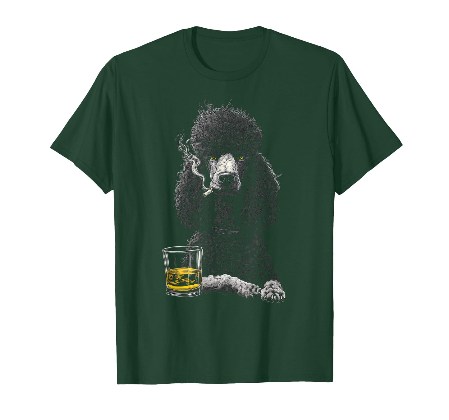 Poodle Smoking Cigarette Whisky Lover Funny Dog T-Shirt
