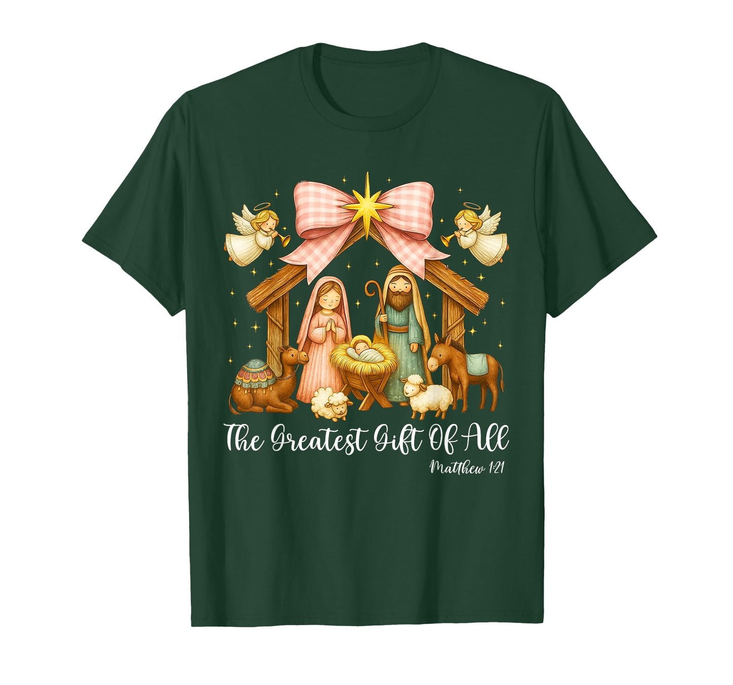 The Greatest Gift of All Nativity Scene Christian Christmas T-Shirt