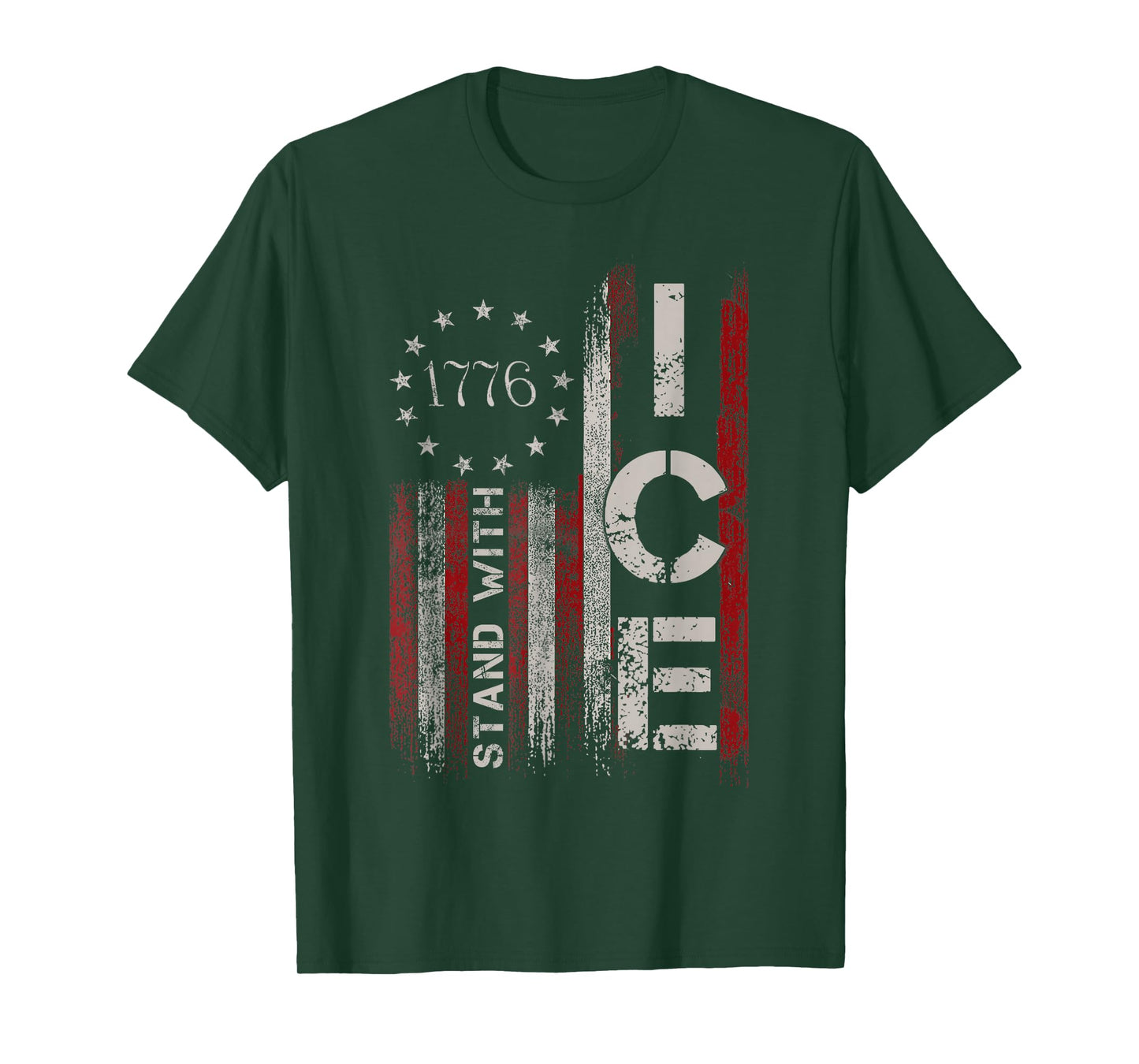 Support ICE Immigration Officers American Flag Border Patrol T-Shirt