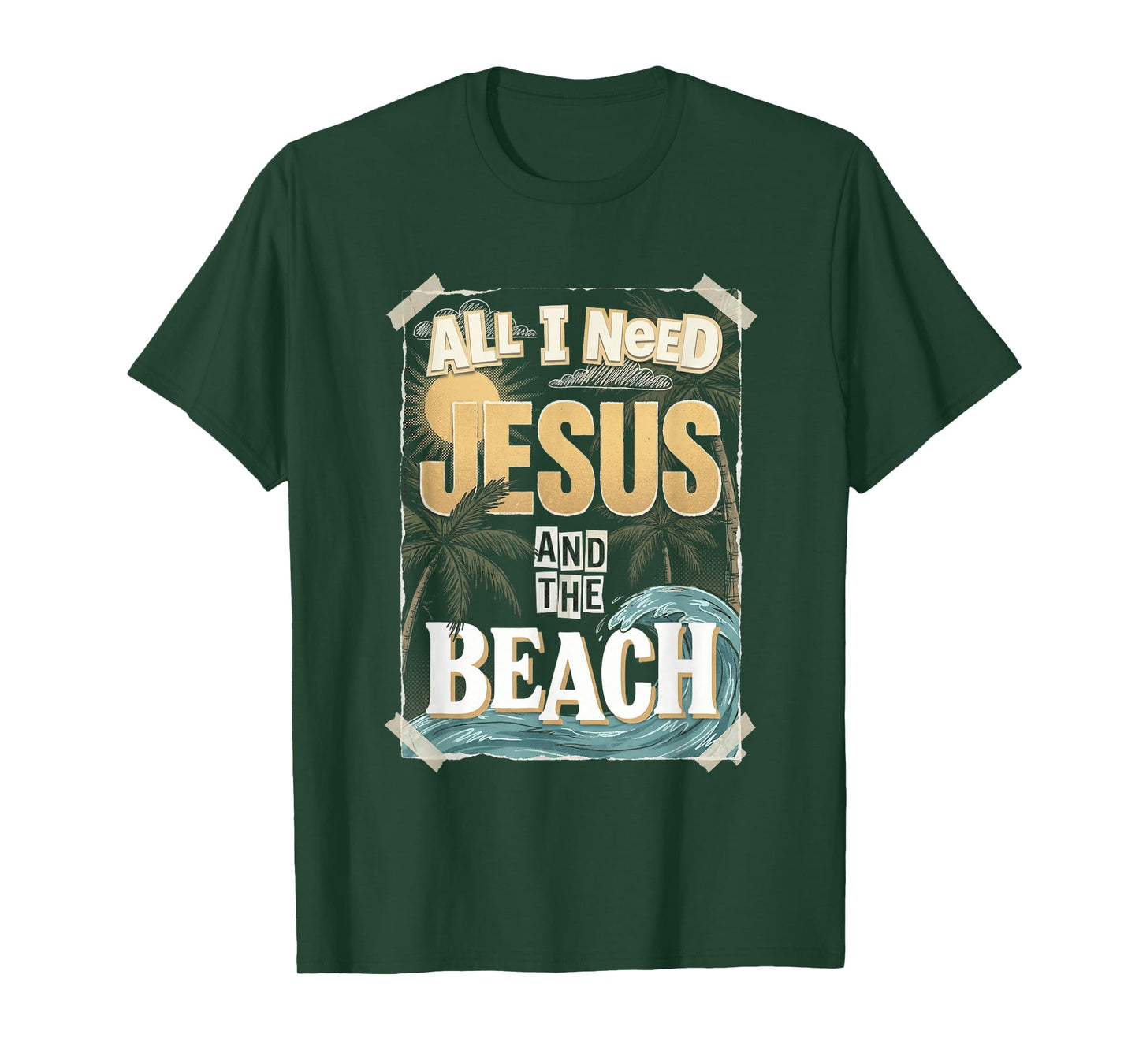 All I Need Jesus and The Beach Christian Summer Faith T-Shirt