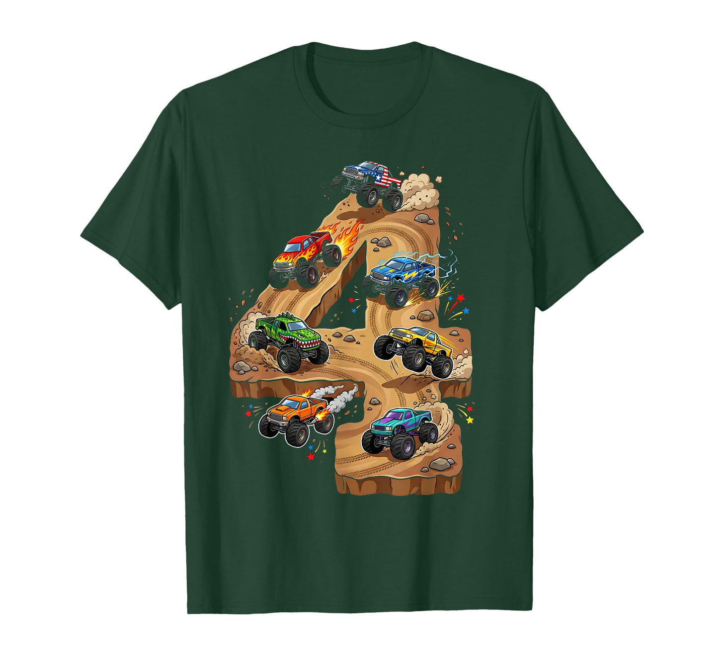 4 Year Old Monster Truck Boy Toddler 4th Birthday Party T-Shirt