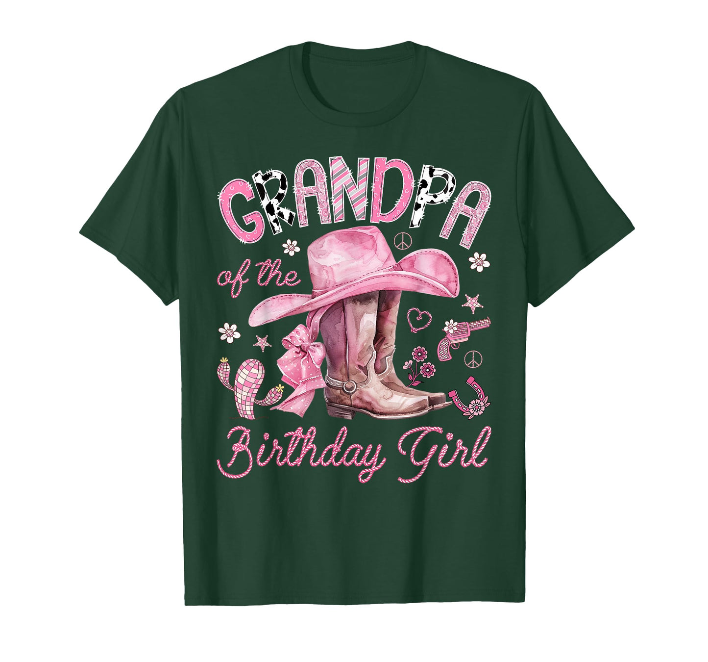 Grandpa of The Birthday Girl Pink Cowgirl Western Rodeo T-Shirt
