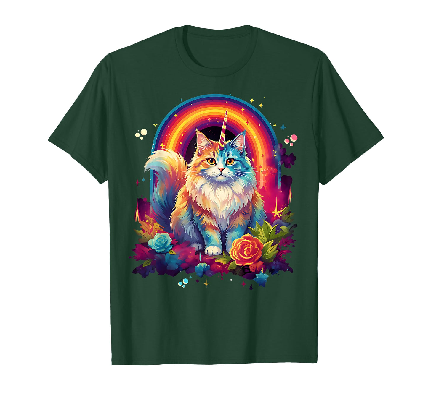 Kawaii Rainbow Kitty Caticorn Mainecoon Cat Unicorn Magical T-Shirt
