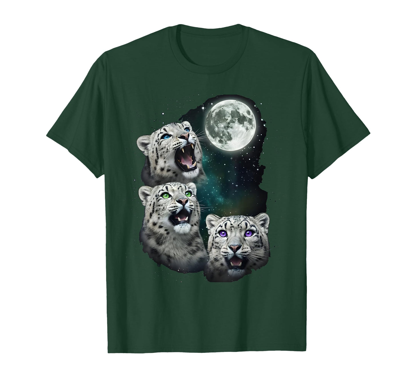 Leopard Howling at The Space Full Moon at Night Starry Sky T-Shirt