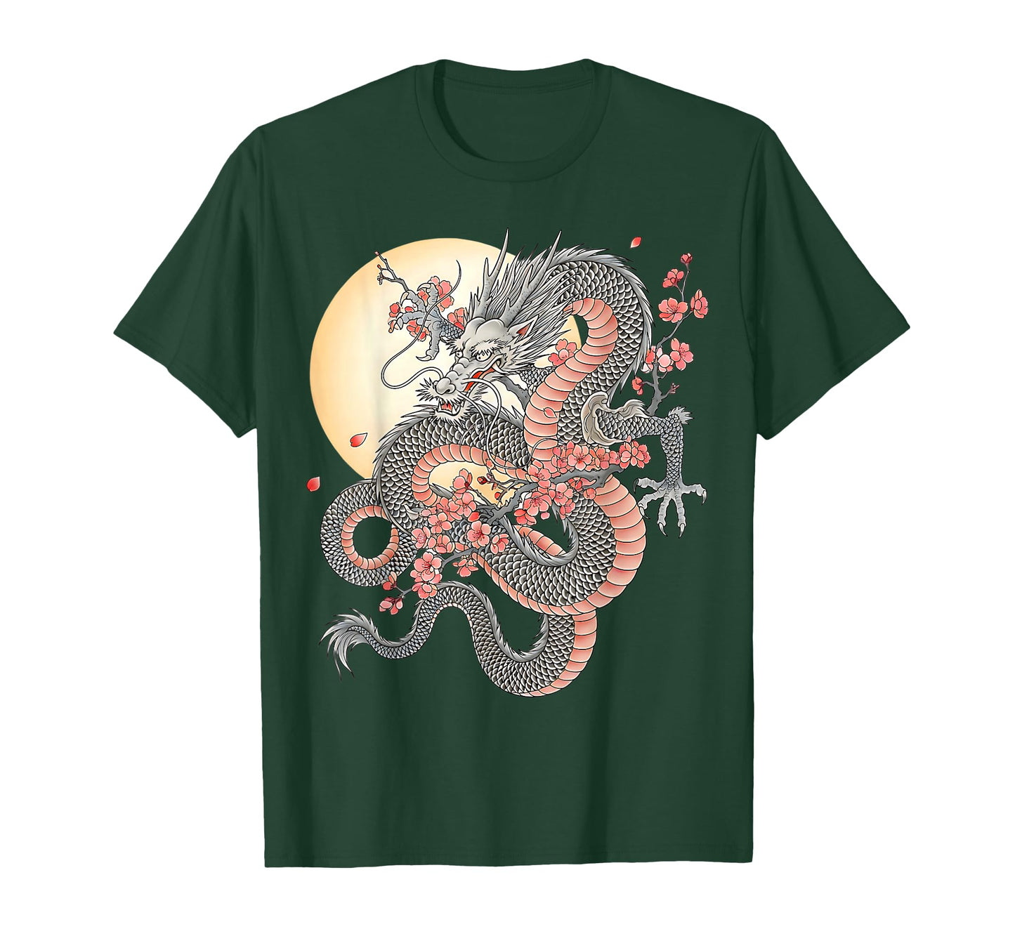 Japanese Dragon Sakura Moon Asian Cherry Blossoms Dragon T-Shirt