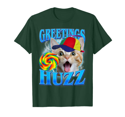 Cute Cat Meme Rainbow Lollipop Greetings Huzz Humor T-Shirt