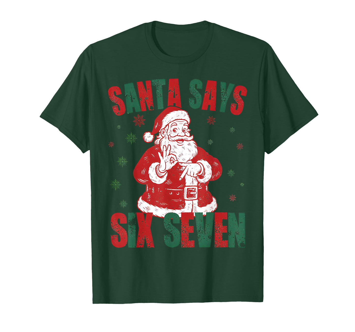 Retro Santa Says Six Seven 67 Meme Christmas T-Shirt