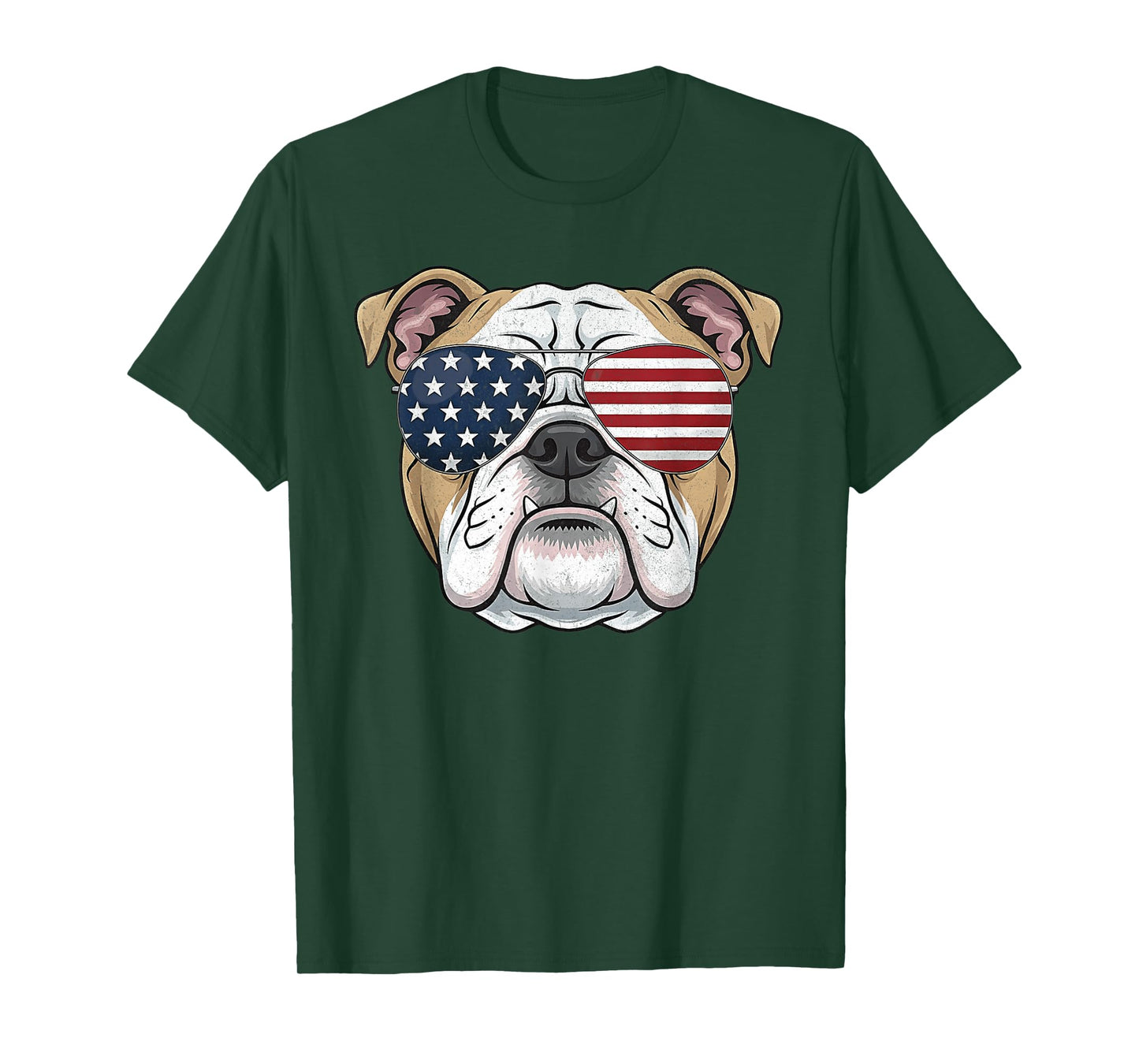 Bulldog Animal Graphic with USA Sunglasses T-Shirt