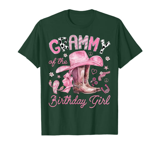 Grammy of The Birthday Girl Pink Cowgirl Western Rodeo T-Shirt