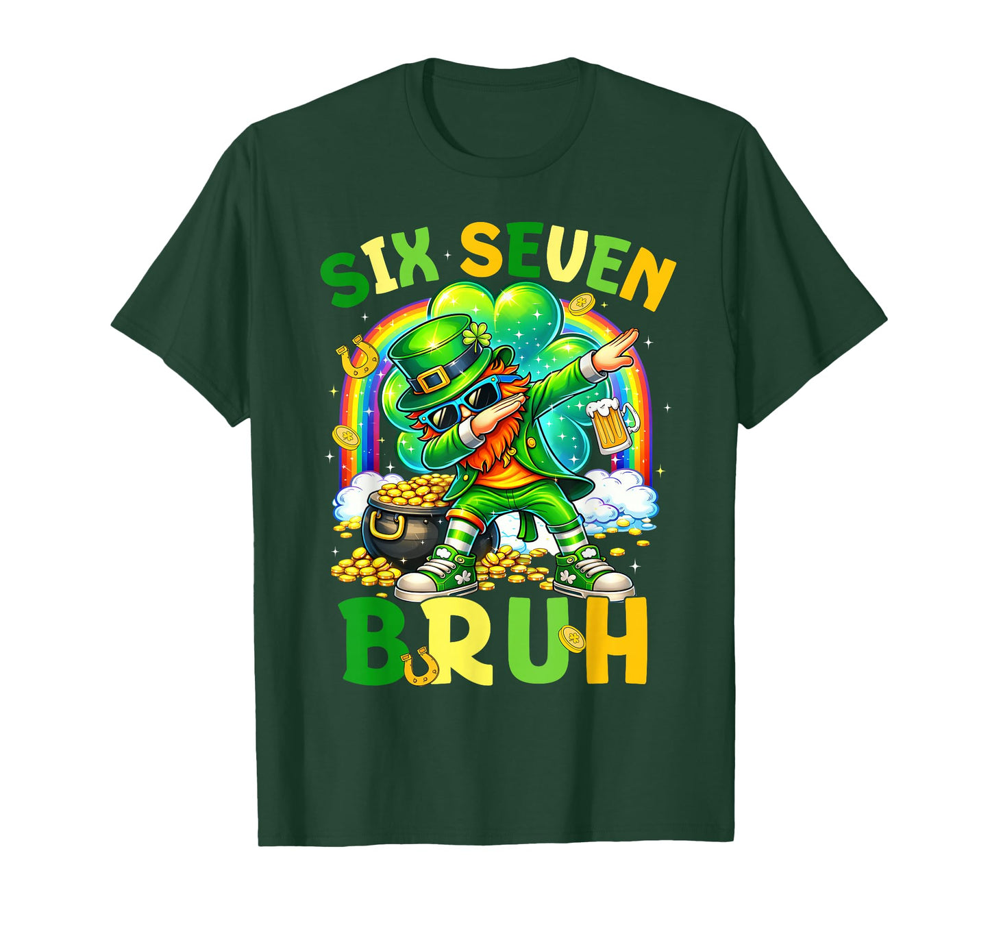 St Patrick's Day Six Seven 67 Bruh Meme Dabbing Leprechaun T-Shirt
