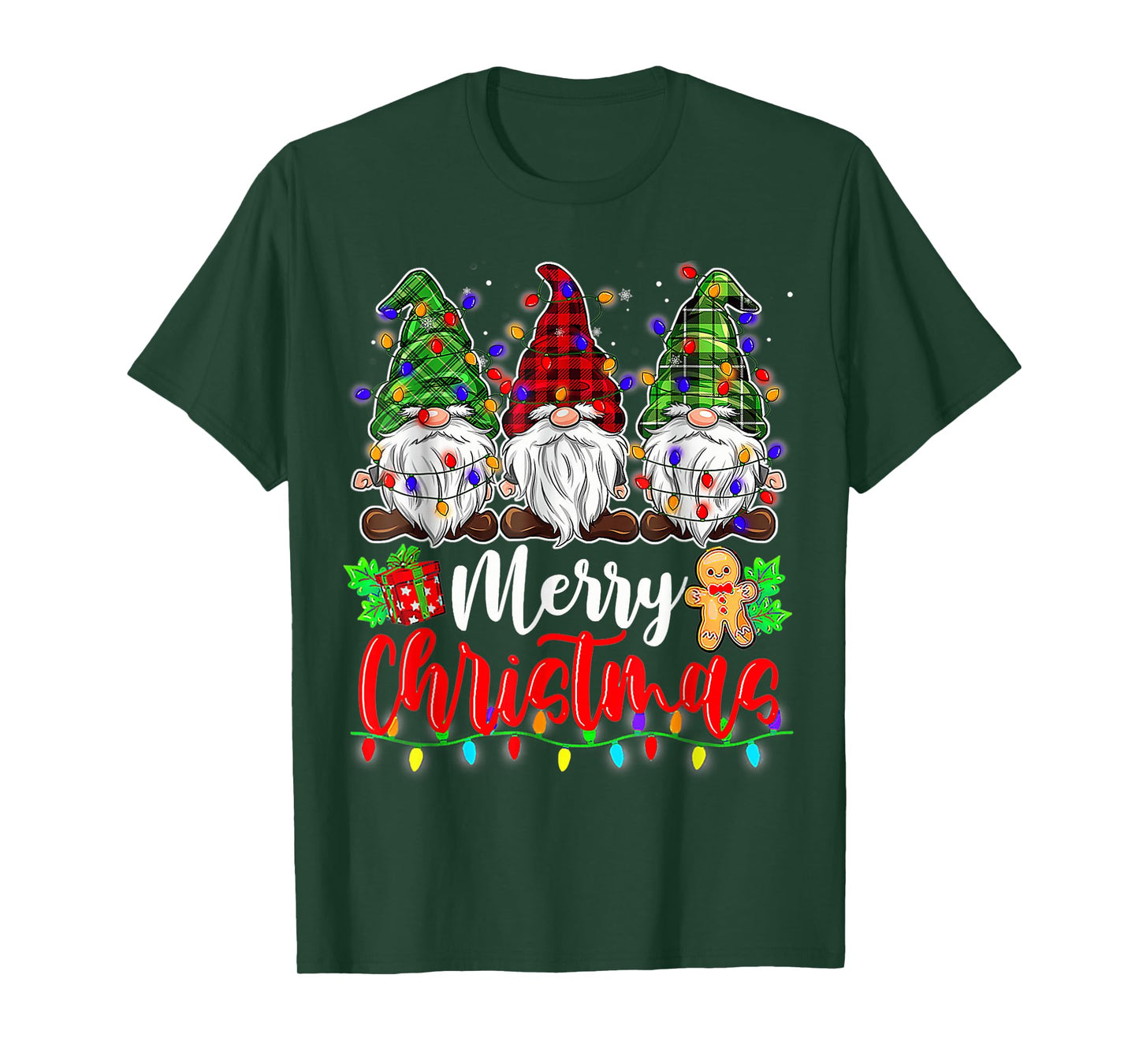 Gnomes Merry Christmas Light Gnome Xmas T-Shirt