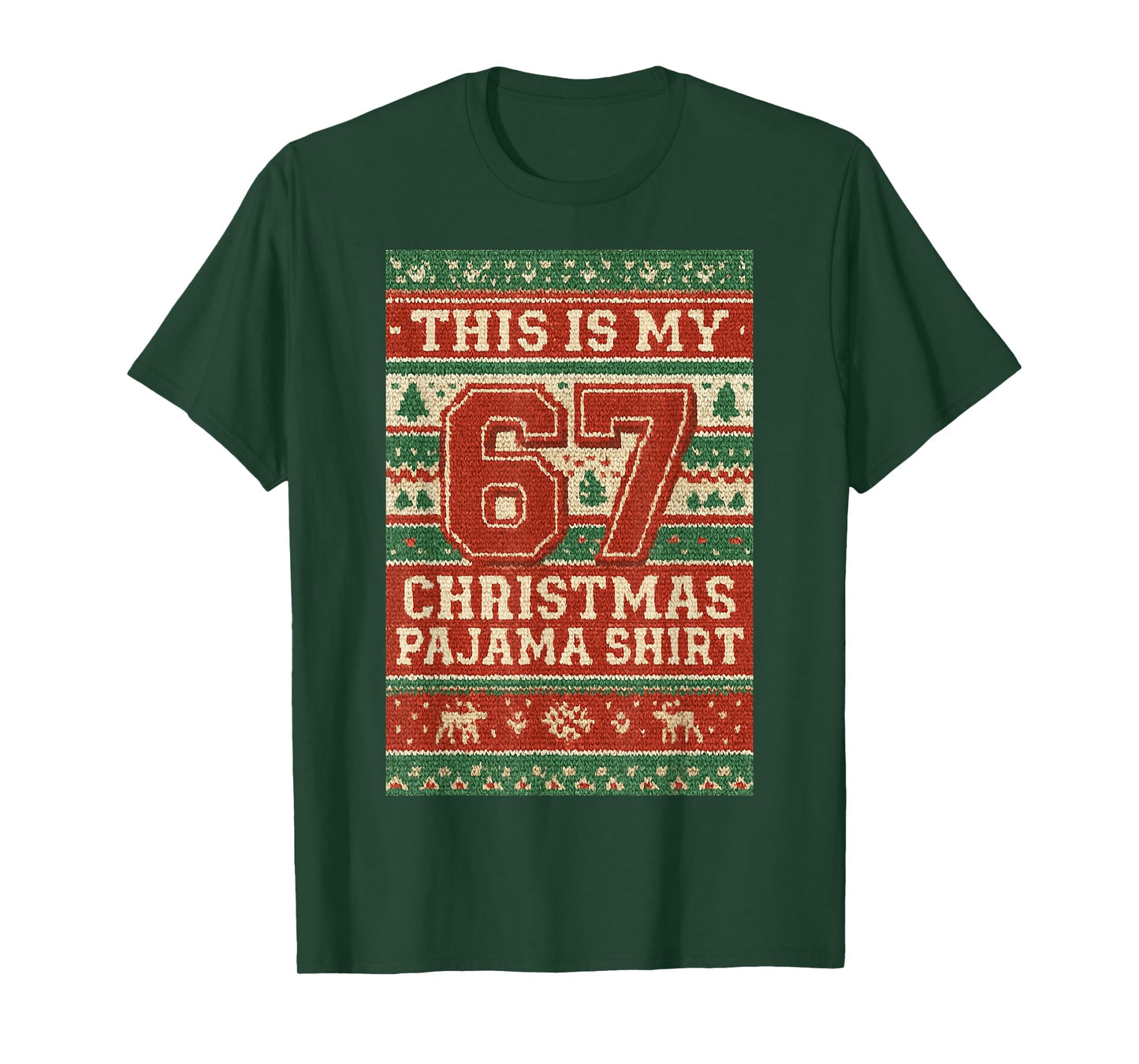 Six Seven 67 Meme 6 7 Holiday Christmas Pajamas Brain Rot T-Shirt