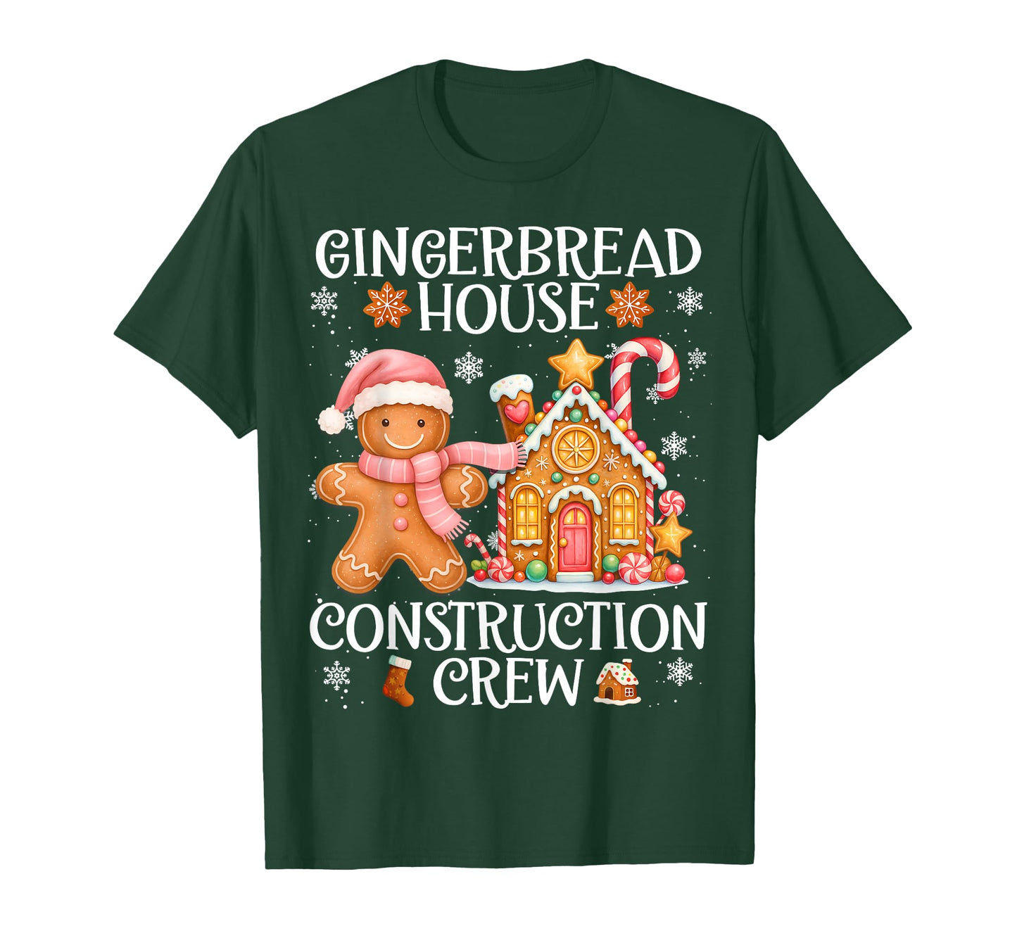 Gingerbread House Construction Crew Cookies Baking Christmas T-Shirt