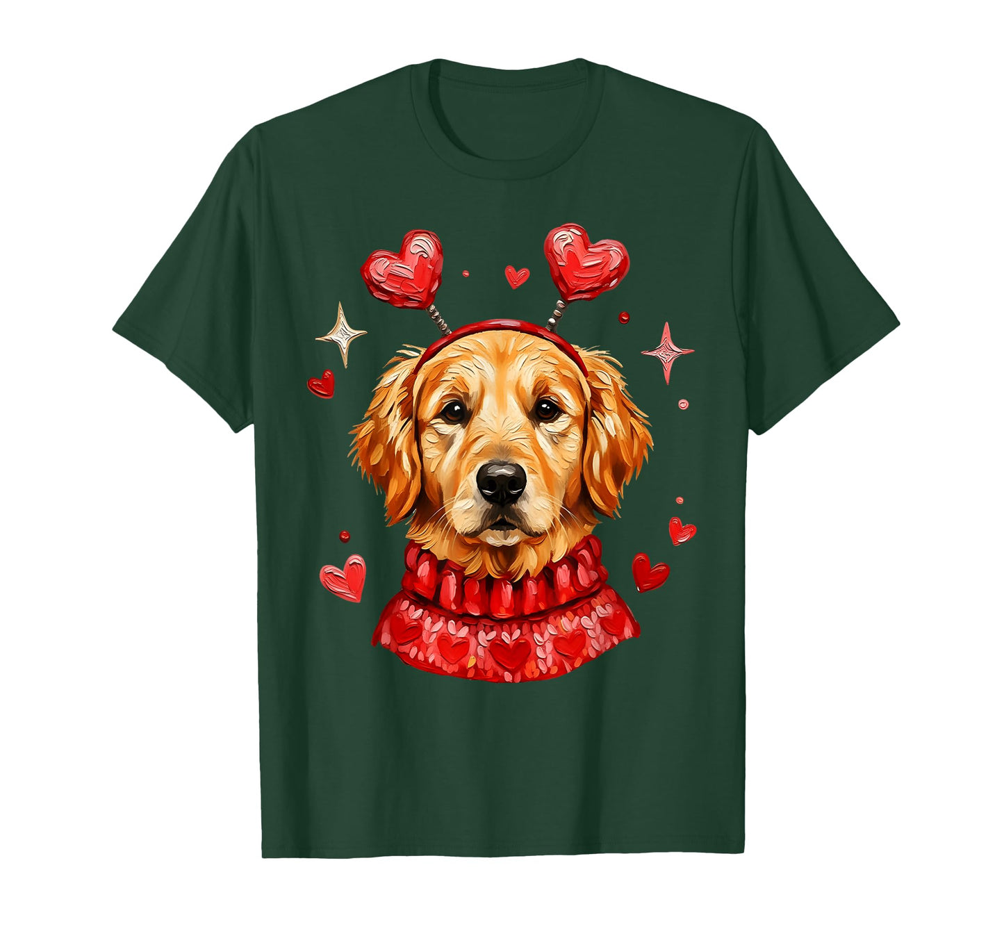 Golden Retriever Valentine Cute Heart Dog Mom Dad Dog Lover T-Shirt