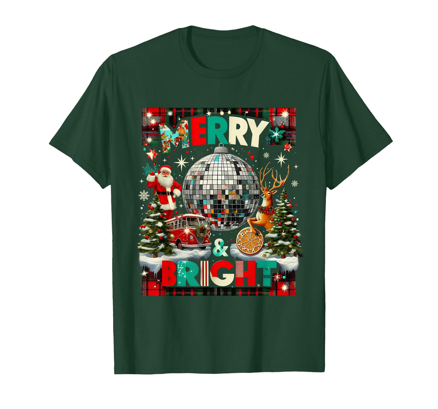 Merry and Bright Retro Christmas Disco Design T-Shirt