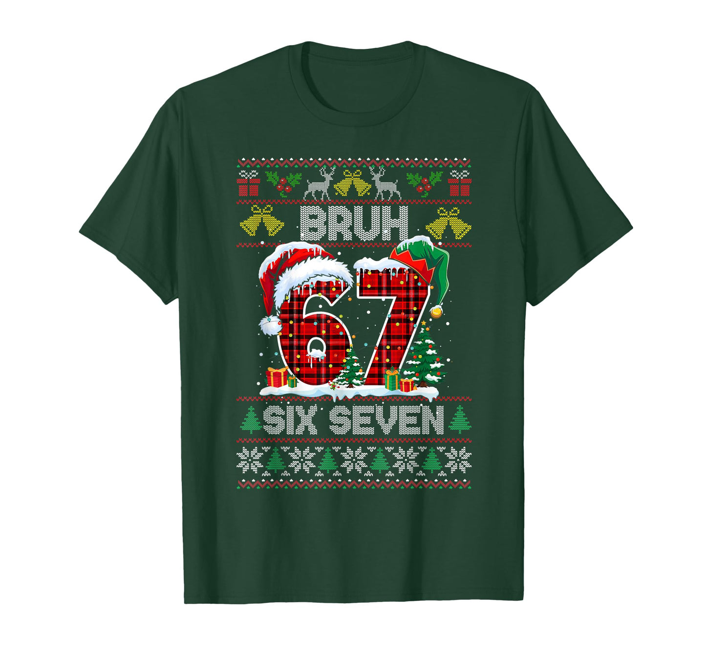 67 Bruh Meme Six Seven Christmas Ugly Sweater Kids Boys T-Shirt
