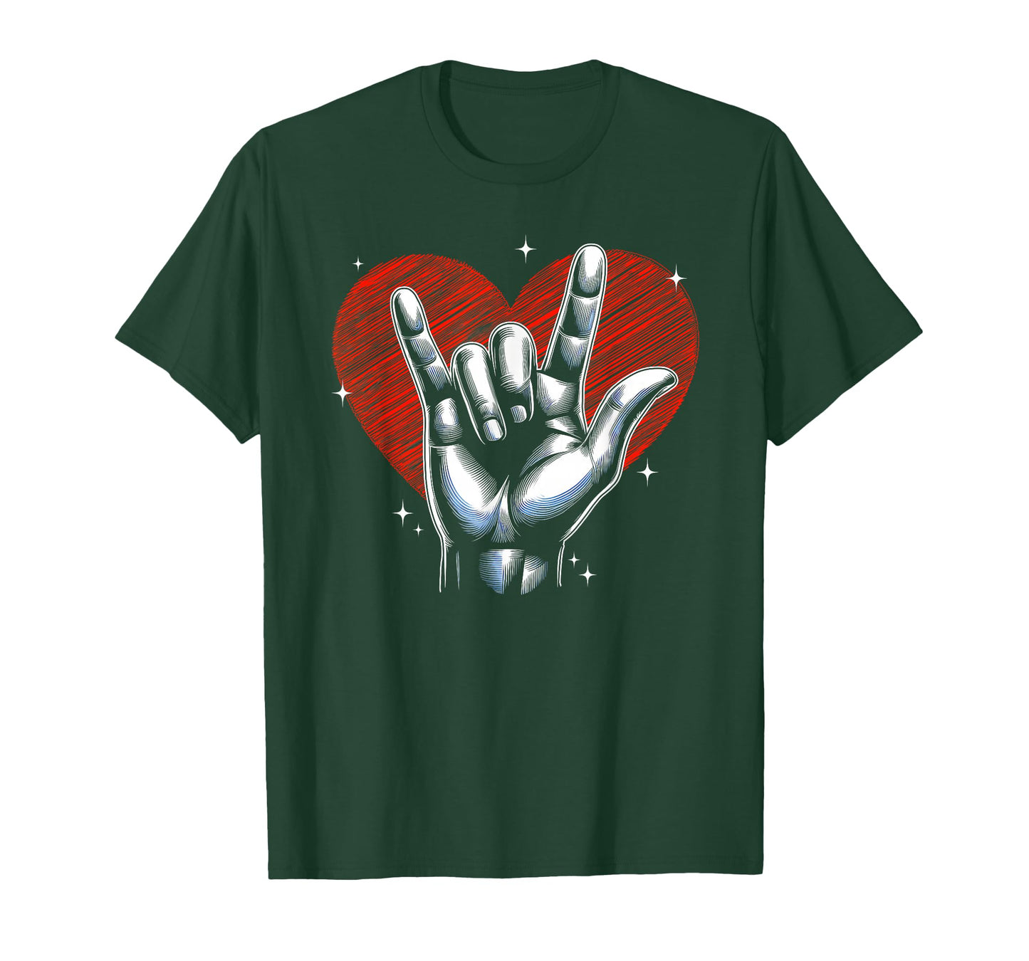 I Love You Hand Sign ASL Heart Women Kids Men Valentine T-Shirt