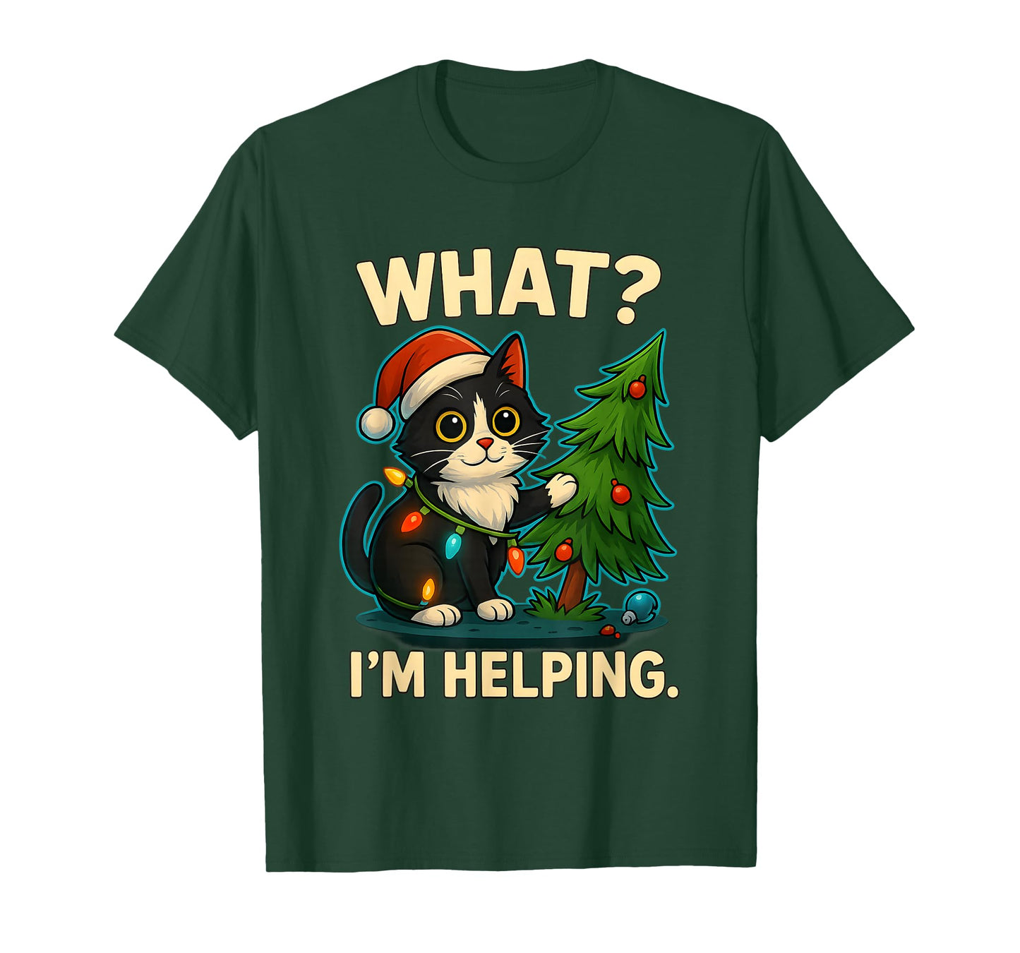 Funny Christmas Cat What I’m Helping Holiday Tuxedo Cats T-Shirt