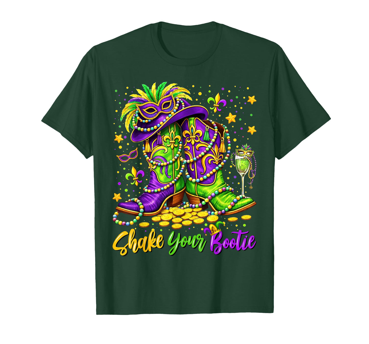 Shake Your Bootie Western Howdy Mardi Gras Boots Cowgirl T-Shirt
