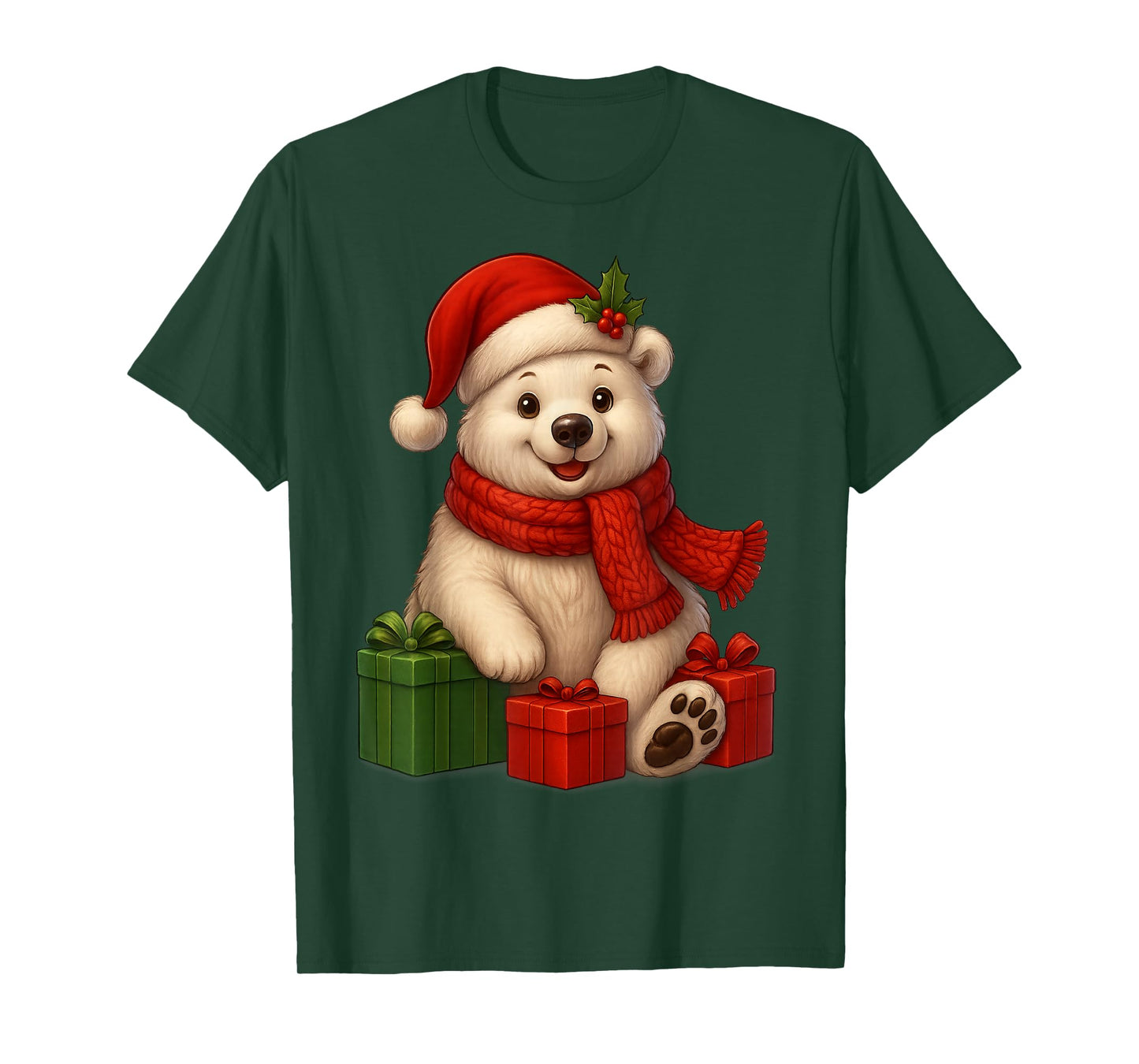 Xmas Holiday Santa Hat Polar Bear Christmas T-Shirt