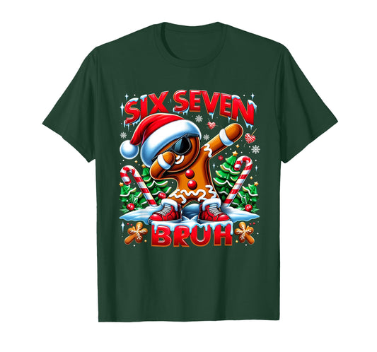 Six Seven Bruh Funny Gingerbread Christmas Meme T-Shirt