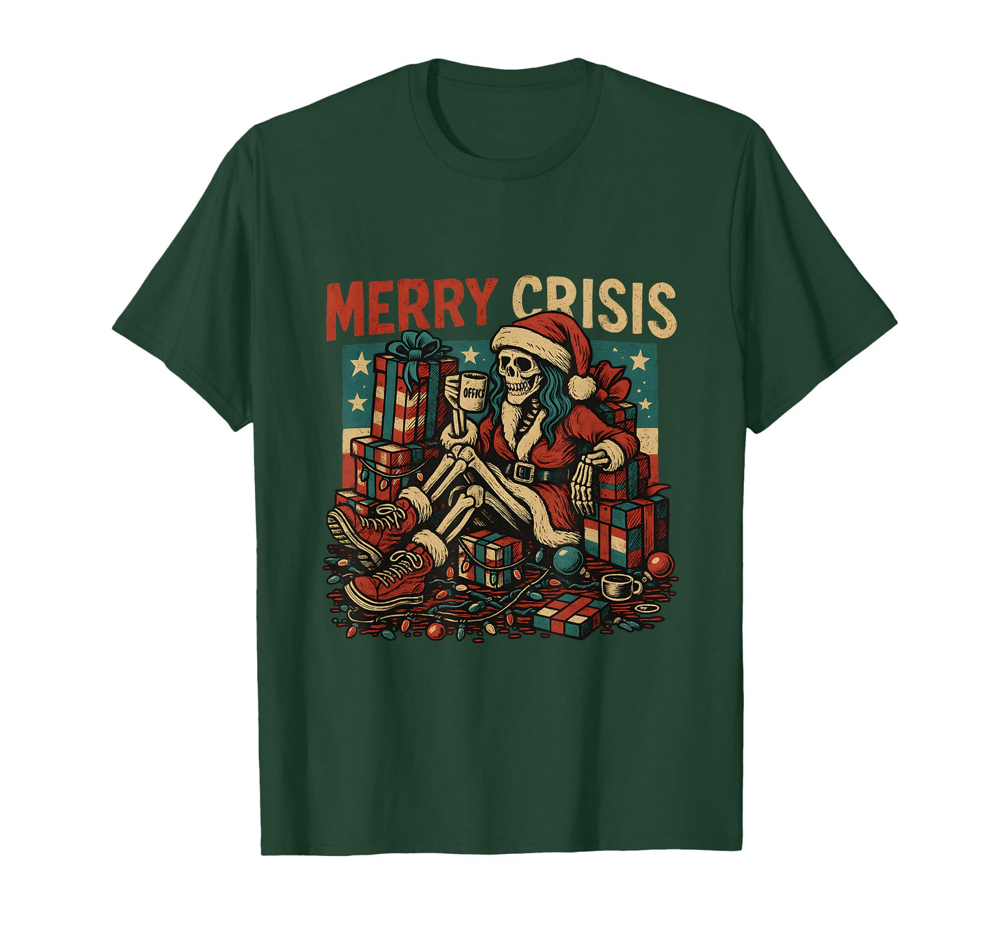 Merry Crisis Skeleton Funny Christmas T-Shirt