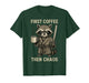 Funny Raccoon Sarcastic Graphic Tee First Coffee Women T-Shirt