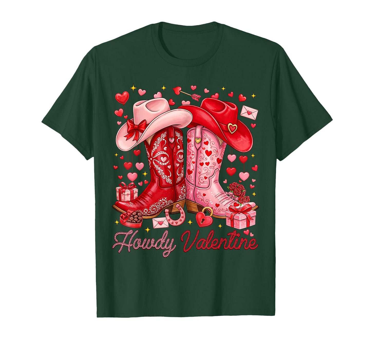 Howdy Valentine Western Cowgirl Boots XOXO Valentine's Day T-Shirt