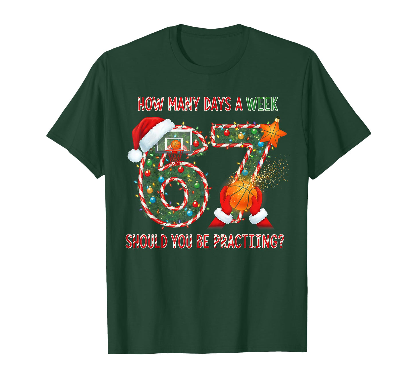 67 Christmas 6 7 Meme Basketball Pajamas Boys Girls Kids T-Shirt