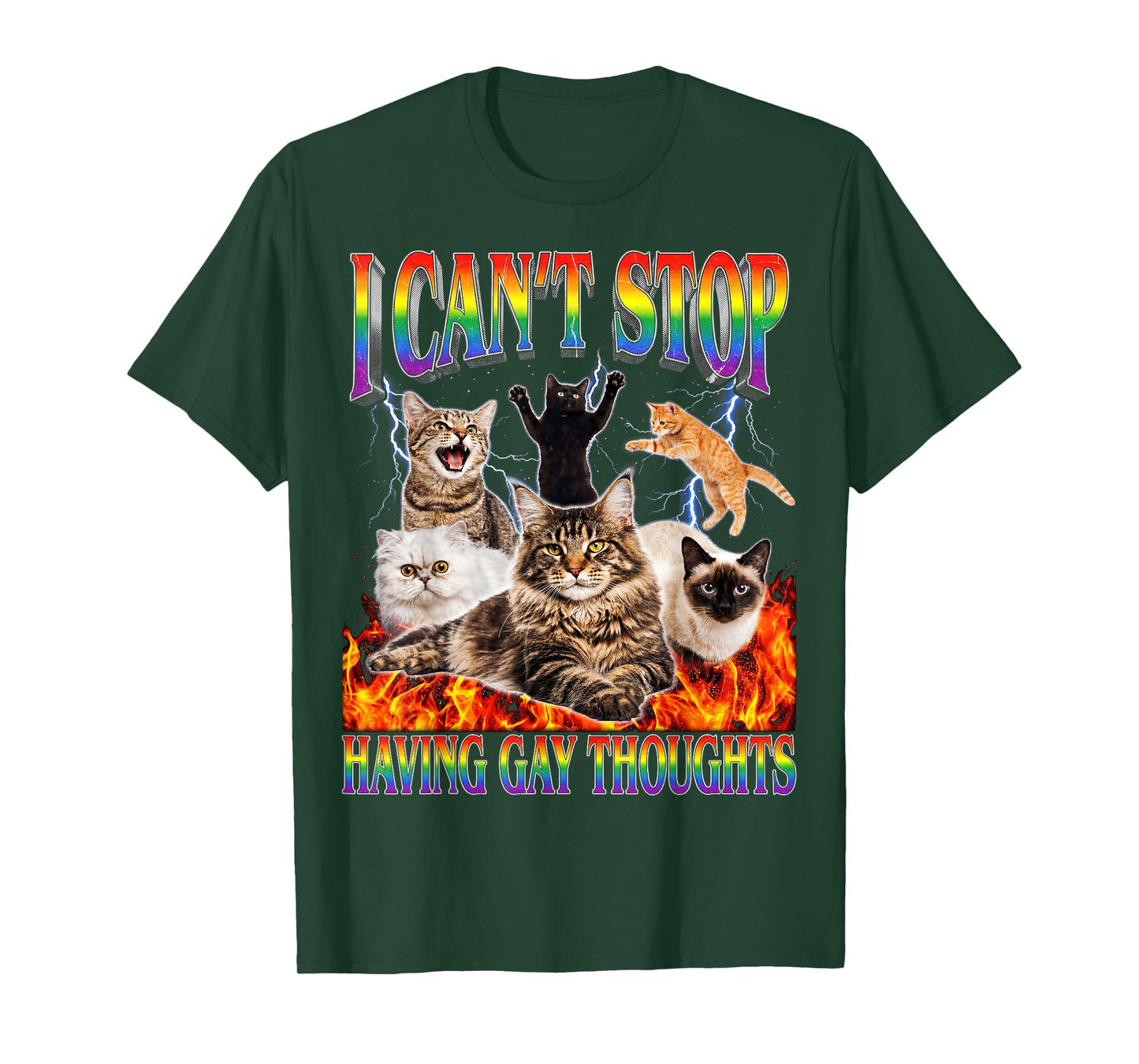 Funny Cat I Can't Stop Having Gay Thoughts LGBTQ Queer T-Shirt