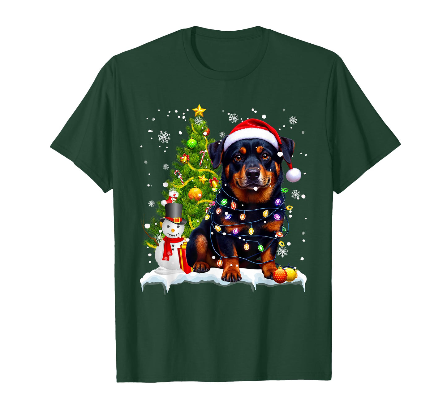 Christmas Dog Rottweiler Santa Xmas Wiener Women Men Kids T-Shirt