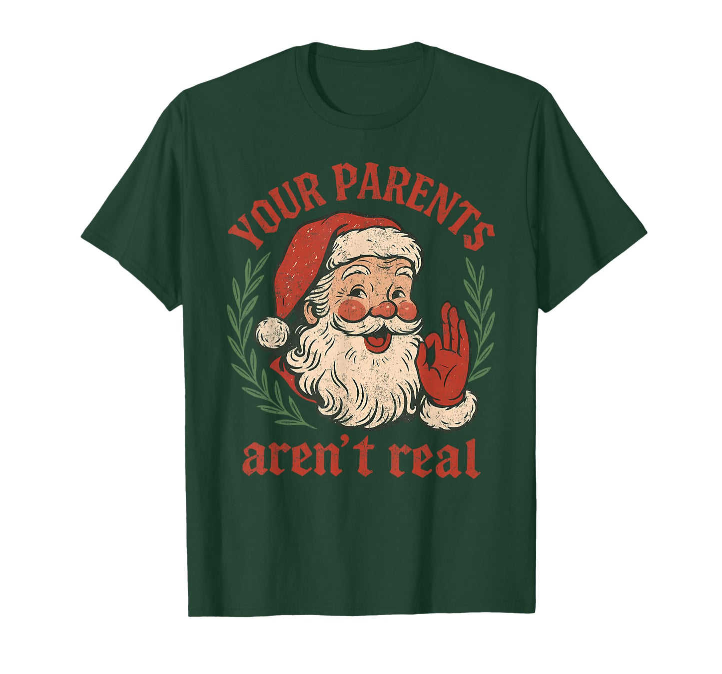 Vintage Your Parents aren't Real Funny Santa Christmas T-Shirt