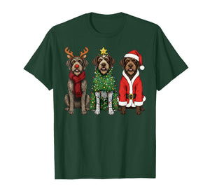 Retro Christmas Wirehaired Pointing Griffon Santa Reindeer T-Shirt