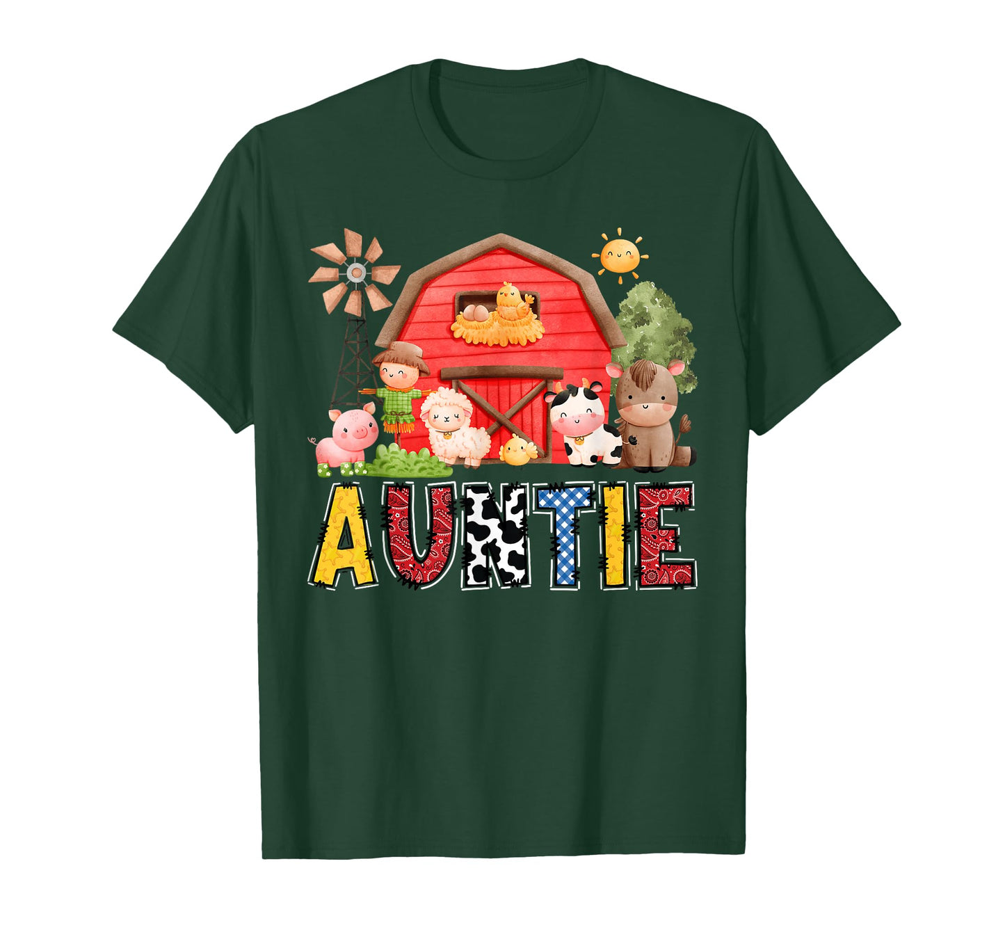 Auntie Red Farm Cow Birthday Boy Matching Family Party T-Shirt