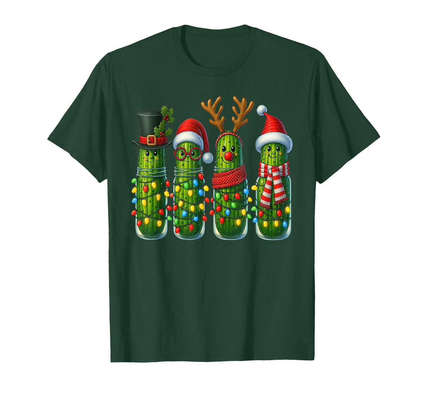 Christmas Pun Pickle Lights Funny Vegetable Holiday Family T-Shirt