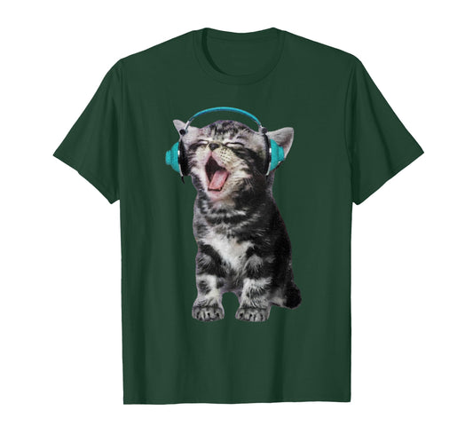 Cute Headphones Cat Meme Funny Y2K Grunge Silly Graphic Gift T-Shirt