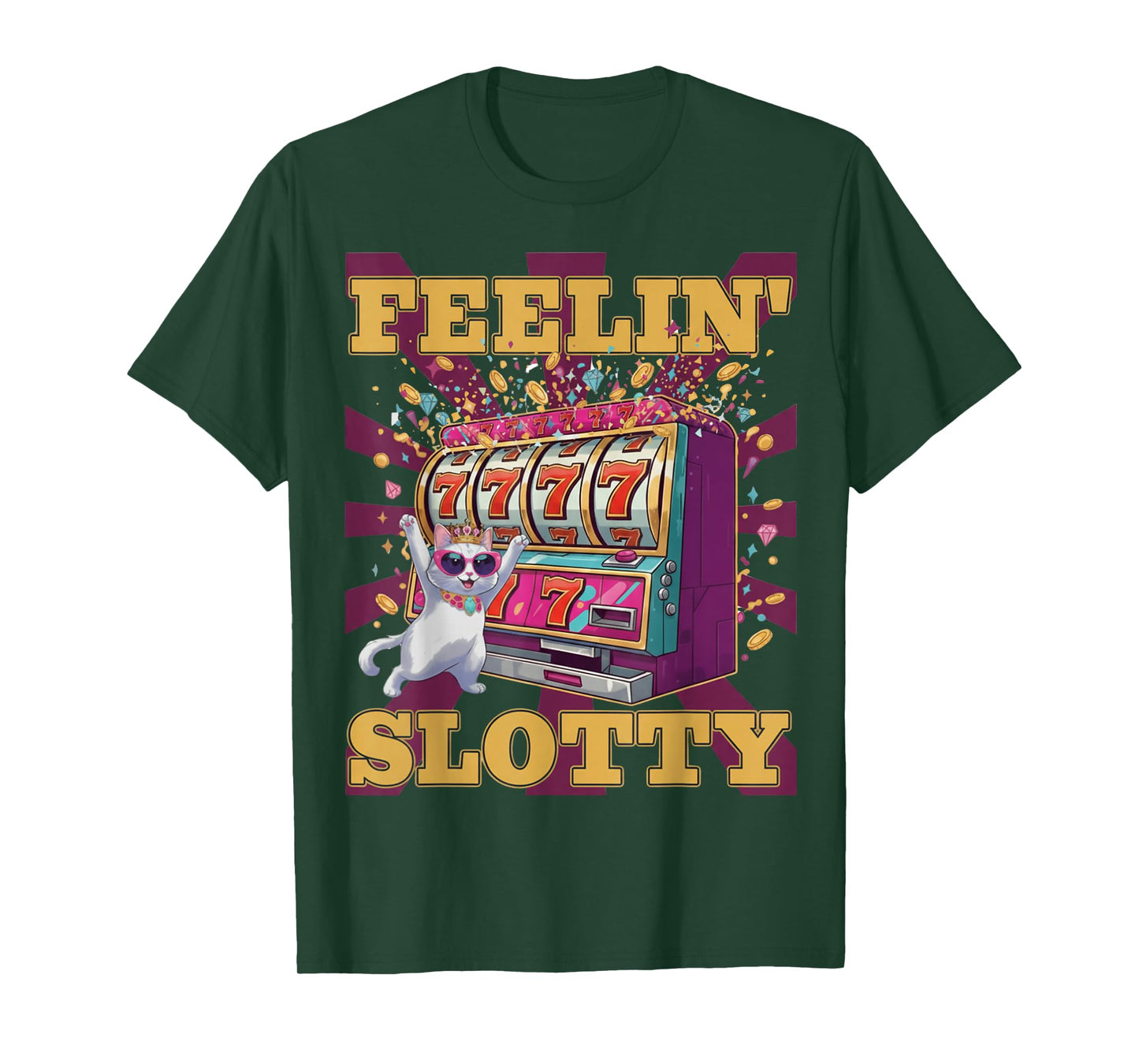 Feeling Slotty – Funny Casino Cat Slot Machine Lucky Jackpot T-Shirt