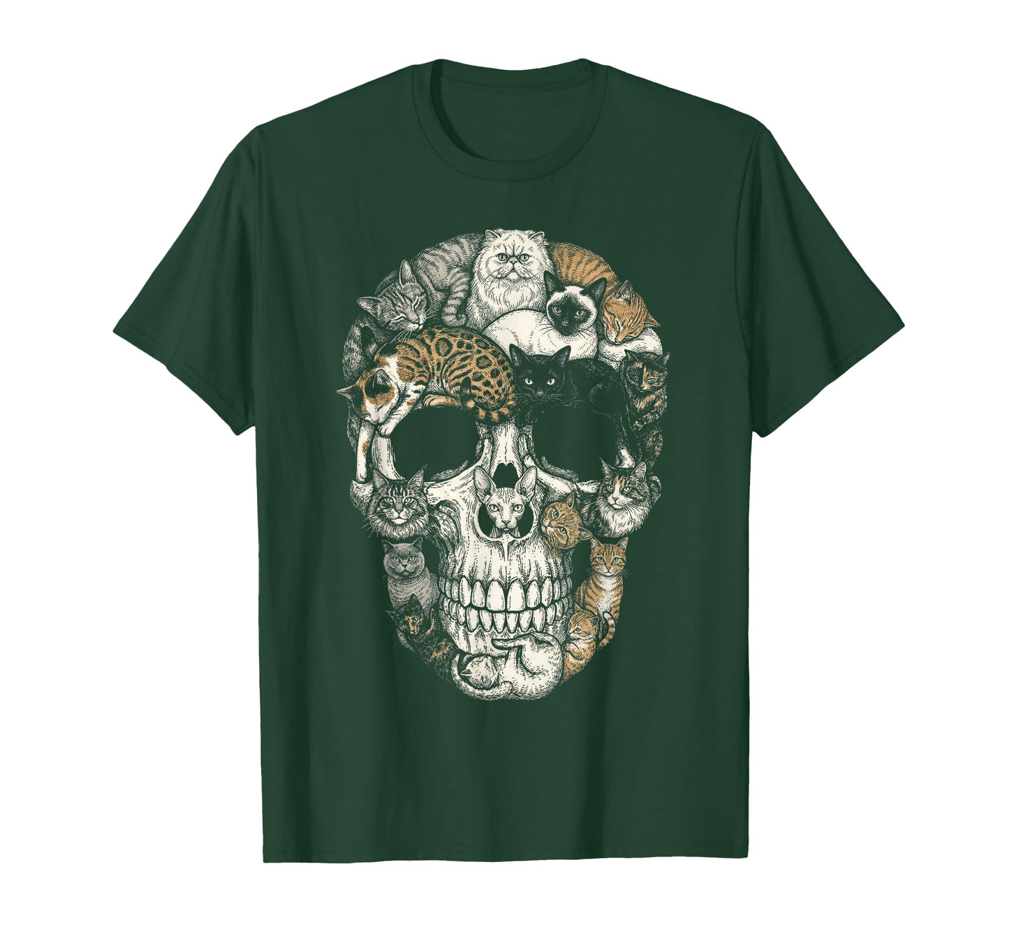 Halloween Cat Skull Skeleton Kitty Gothic Horror Art Pet T-Shirt