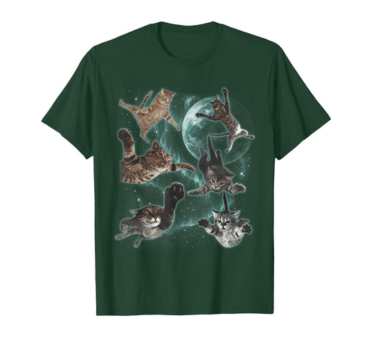 Cats Flying in Galaxy Vintage 90s Funny Galaxy Cat in Space T-Shirt