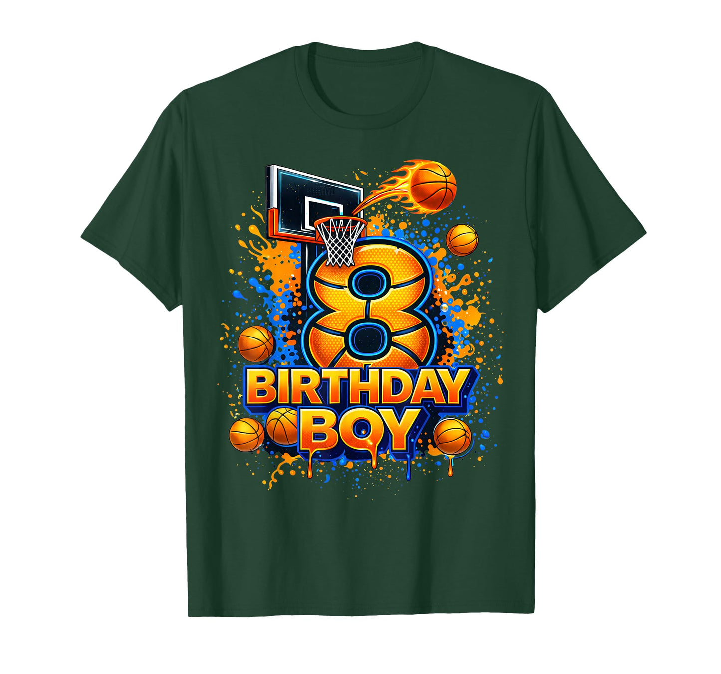 8th Birthday Boy Basketball Birthday 8 Year Old Boys Kids T-Shirt